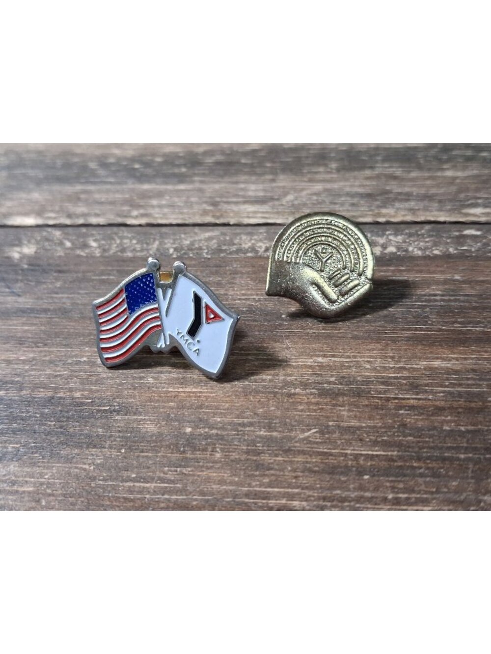 Vintage YMCA Pin Lot Union Made & USA Flag Community Christian Association
